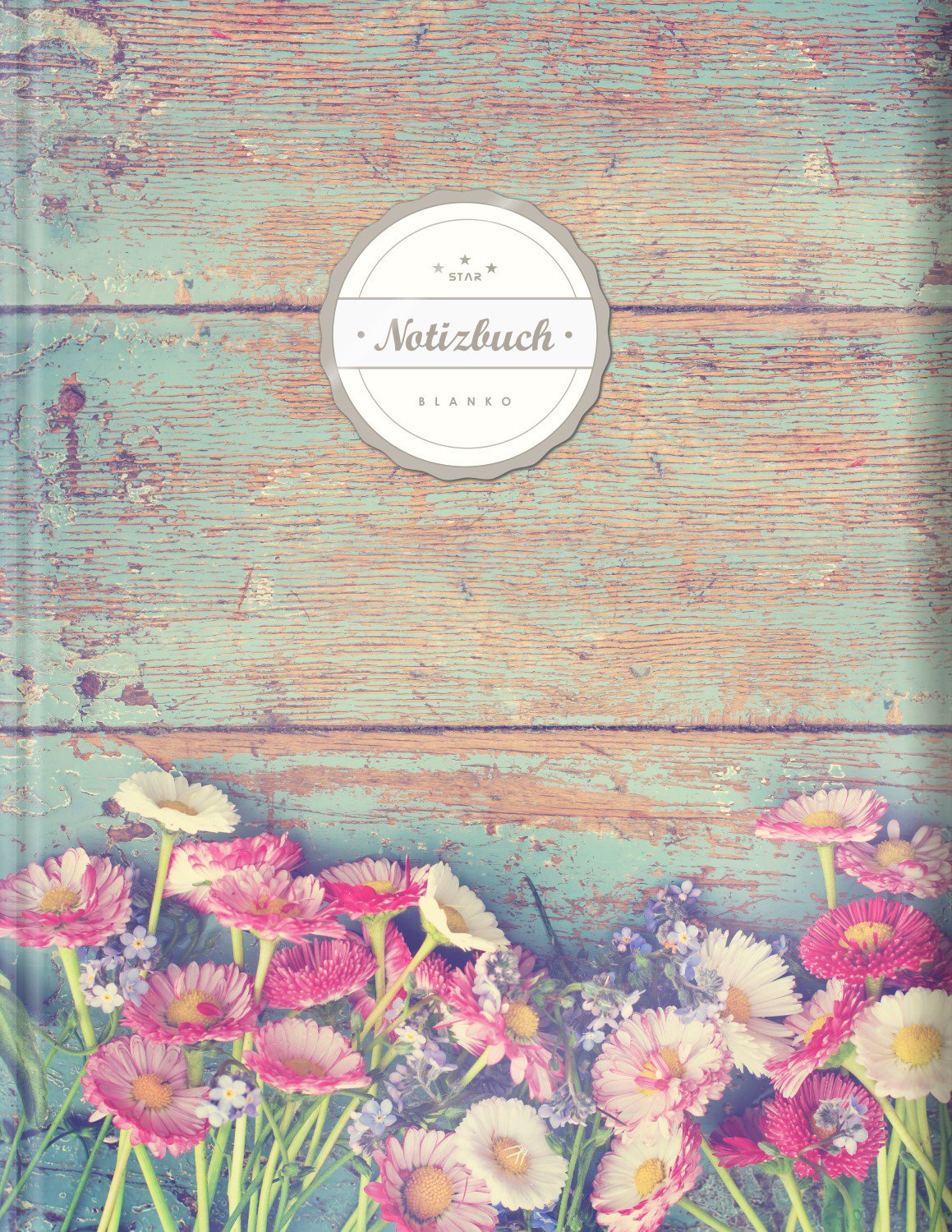 Blanko Notizbuch (©Star, A4, 156 Seiten, Softcover) || Mit Register + Seitenzahlen || Leeres Notizbuch zum Selbstgestalten, Zeichenbuch, Skizzenbuch, Blankobuch, Malbuch „Vintage Flowers“ Stationery
