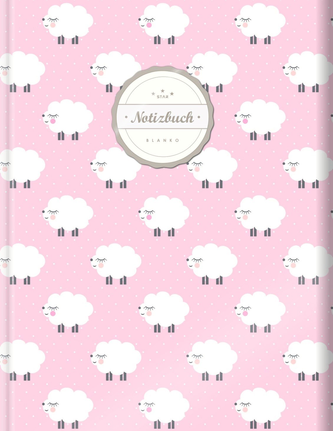 Blanko Notizbuch (©Star, A4, 156 Seiten, Softcover) || Mit Register + Seitenzahlen || Leeres Notizheft zum Selbstgestalten, Zeichenbuch, Skizzenbuch, Blankobuch, Malbuch „Rosa Schafe“ Stationery
