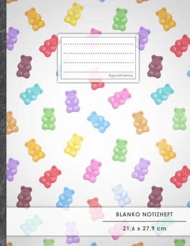Blanko Notizbuch • A4-Format, 100+ Seiten, Soft Cover, Register, „Gummibären“ • Original #GoodMemos Blank Notebook • Perfekt als Zeichenbuch, Skizzenbuch, Sketchbook, Leeres Malbuch Stationery