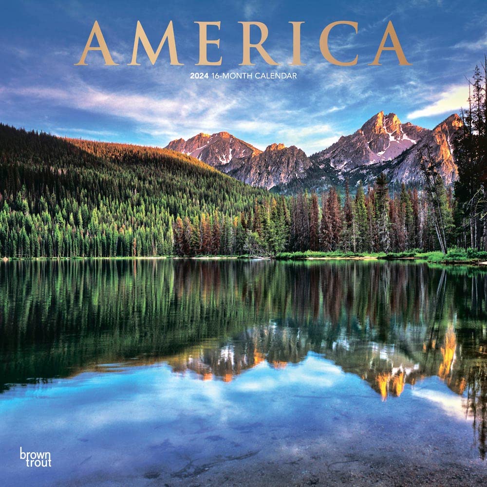 America | 2024 12 x 24 Inch Monthly Square Wall Calendar | Foil Stamped Cover | BrownTrout | USA United States Scenic Nature Leisure, Home & Garden