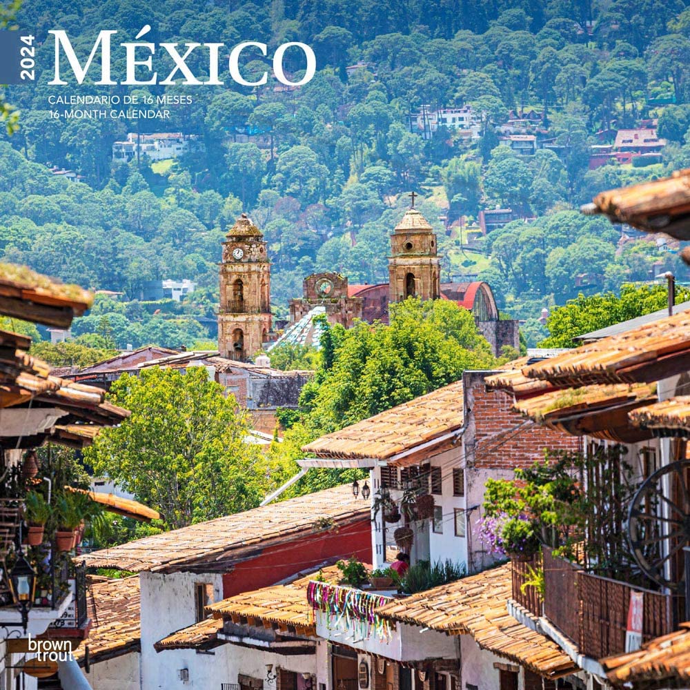 Mexico | 2024 12 x 24 Inch Monthly Square Wall Calendar | English/Spanish Bilingual | BrownTrout | Mexican America Scenic Nature Leisure, Home & Garden