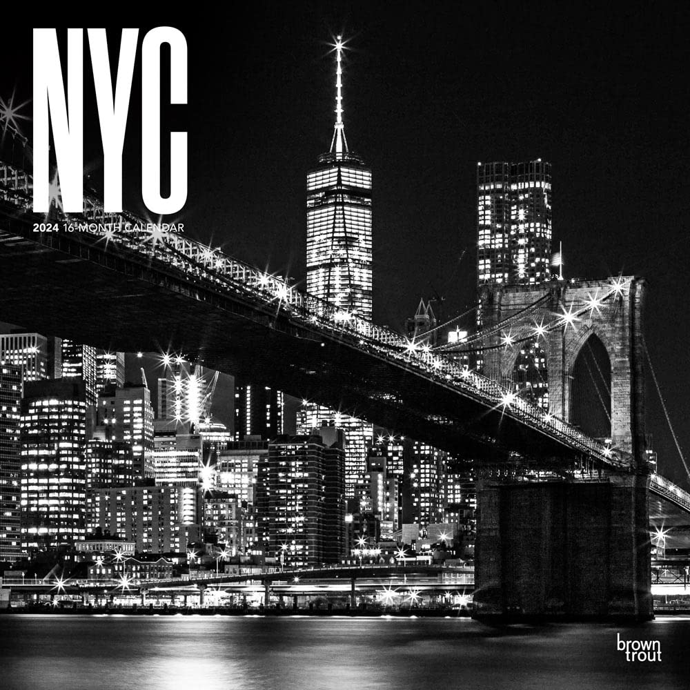 New York City Black & White | 2024 12 x 24 Inch Monthly Square Wall Calendar | BrownTrout | USA United States of America NYC State Northeast Atlantic Leisure, Home & Garden