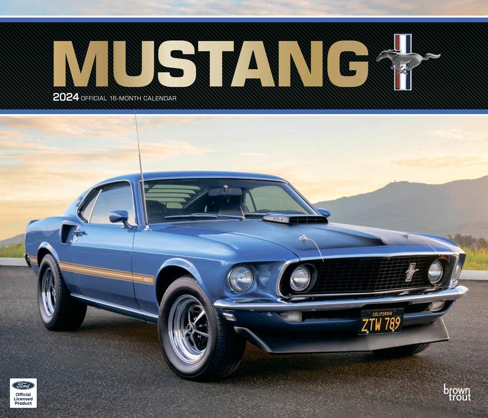 Mustang OFFICIAL | 2024 14 x 24 Inch Monthly Deluxe Wall Calendar | Foil Stamped Cover | BrownTrout | Ford Motor Muscle Car Leisure, Home & Garden