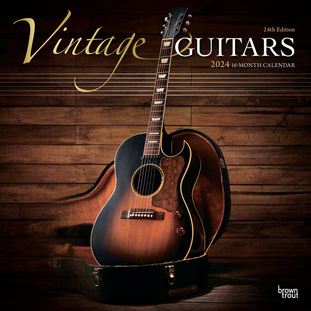 Vintage Guitars | 2024 12 x 24 Inch Monthly Square Wall Calendar | Foil Stamped Cover | BrownTrout | Instrument Classic Books