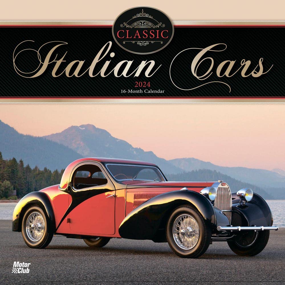 Classic Italian Cars OFFICIAL | 2024 12 x 24 Inch Monthly Square Wall Calendar | Motor Club | Automotive Maserati Fiat Ferrari Business & Technology