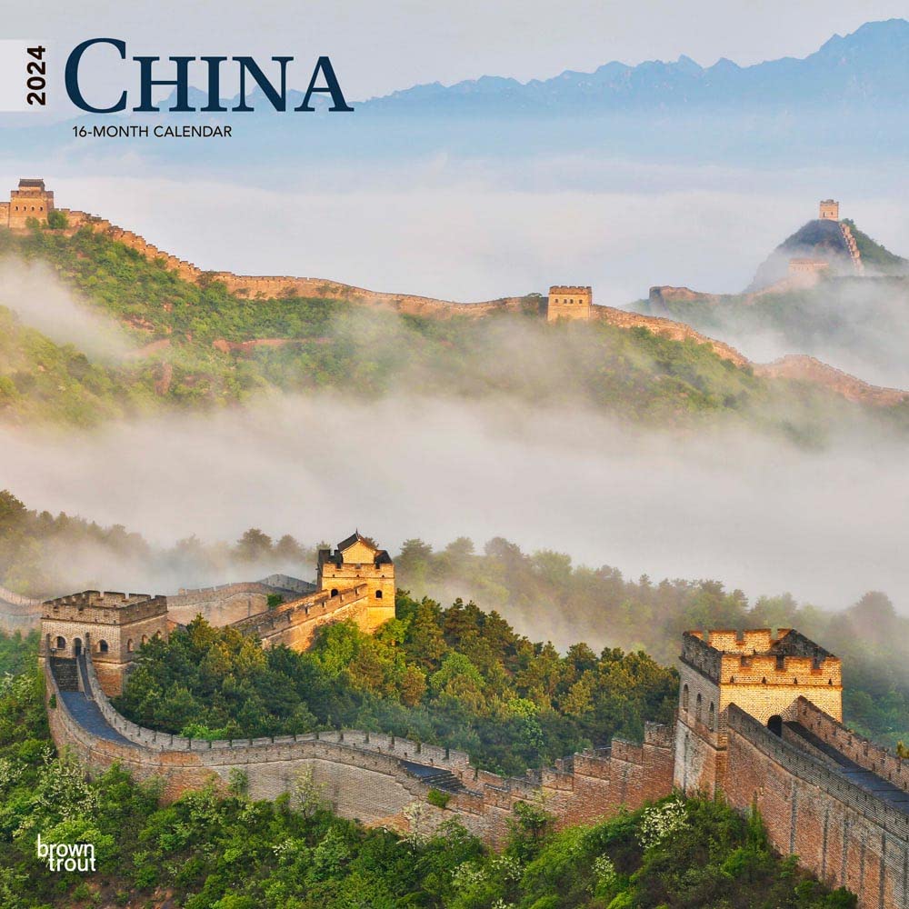 China | 2024 12 x 24 Inch Monthly Square Wall Calendar | BrownTrout | Travel Asia Beijing Travel Books