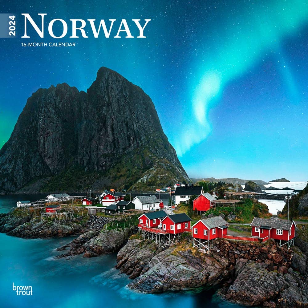 Norway | 2024 12 x 24 Inch Monthly Square Wall Calendar | BrownTrout | Travel Europe Scandinavian Fjords Travel Books