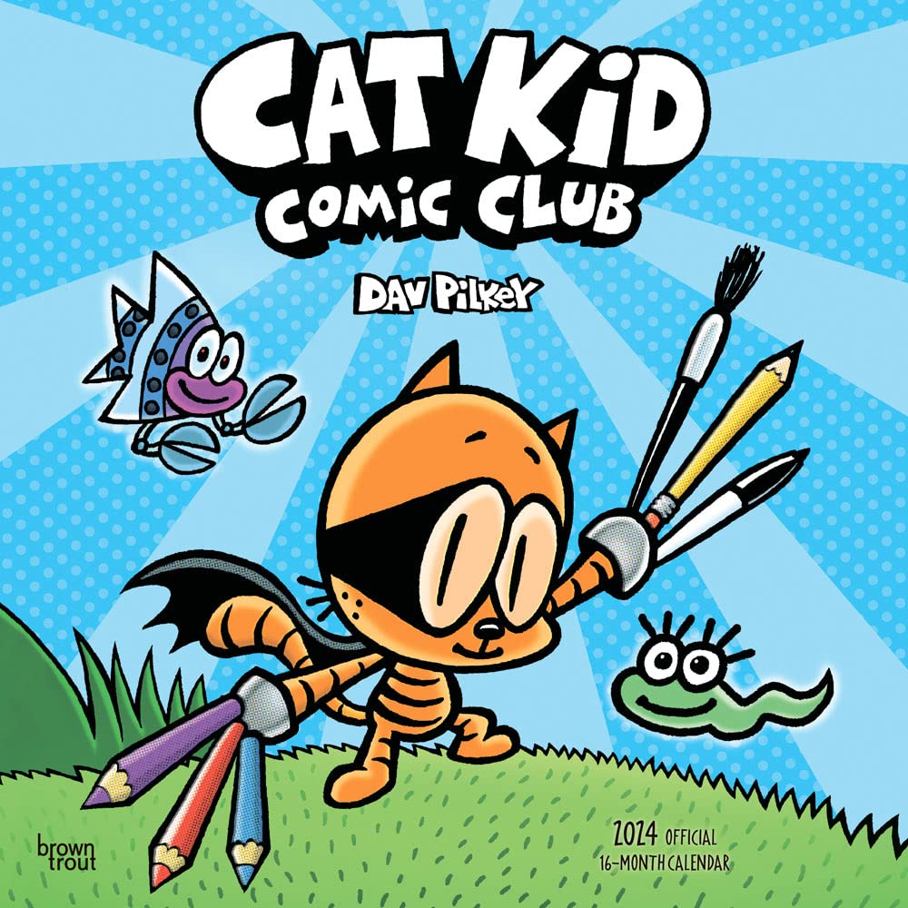 Cat Kid Comic Club | 2024 12 x 24 Inch Monthly Square Wall Calendar | BrownTrout | Graphic Novel Family Children Manga