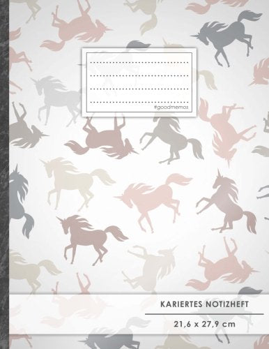Kariertes Notizbuch • A4-Format, 100+ Seiten, Soft Cover, Register, Mit Rand, „Schlichte Einhörner“ • Original #GoodMemos Quad Ruled Notebook • Perfekt als Matheheft, Skizzenbuch, Notizheft, Tagebuch Philosophy