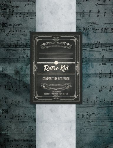Composition Notebook, College Ruled: 100 sheets / 200 pages, 9-3/4" x 7-1/2": Distressed Music - Retro Vintage - Cool Boutique Modern Steampunk Design Books