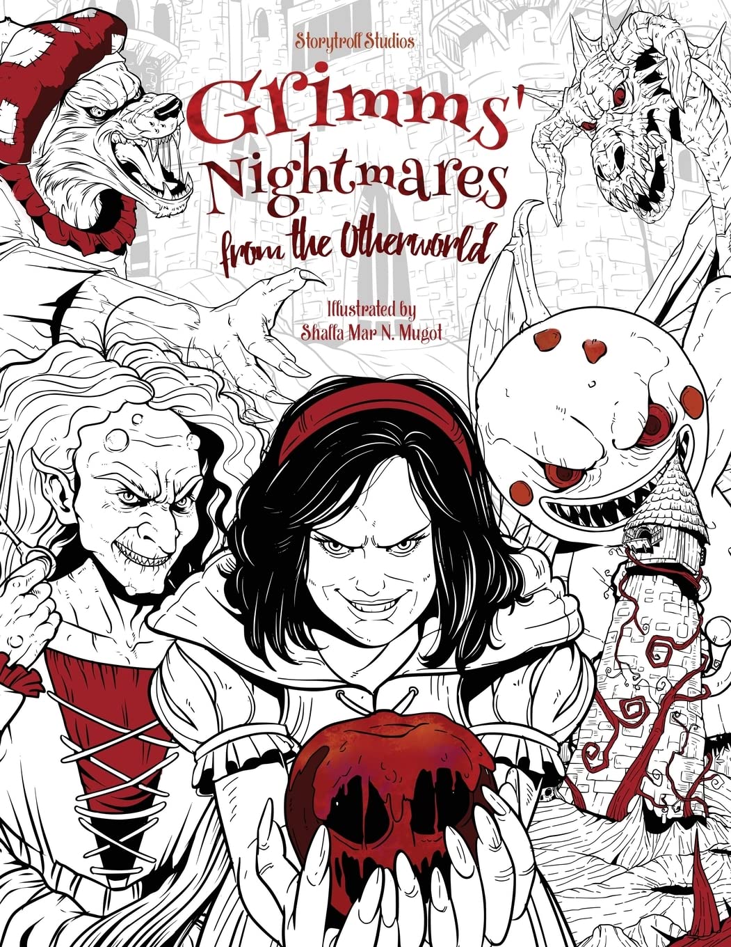 Grimms' Nightmares from the Otherworld: Adult Coloring Book (Horror, Halloween, Classic Fairy Tales, Stress Relieving) Horror & Mystery