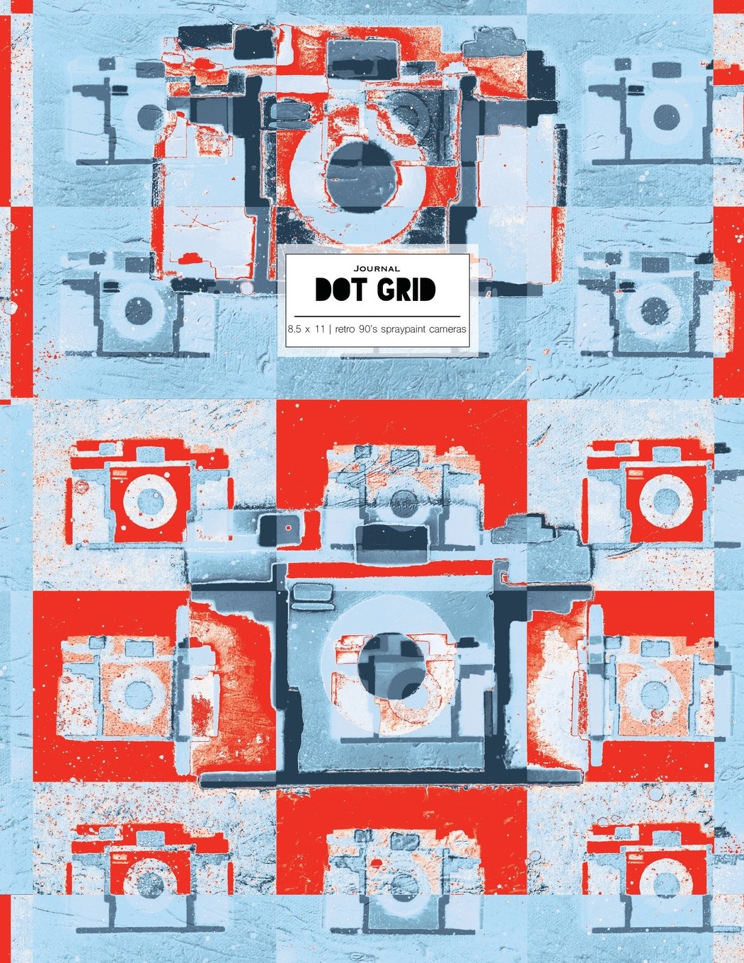 Dot Grid Journal 8.5 x 11: Red And Blue Retro 90's Spraypaint Cameras Softcover (Planner For Bullet Journaling) Books
