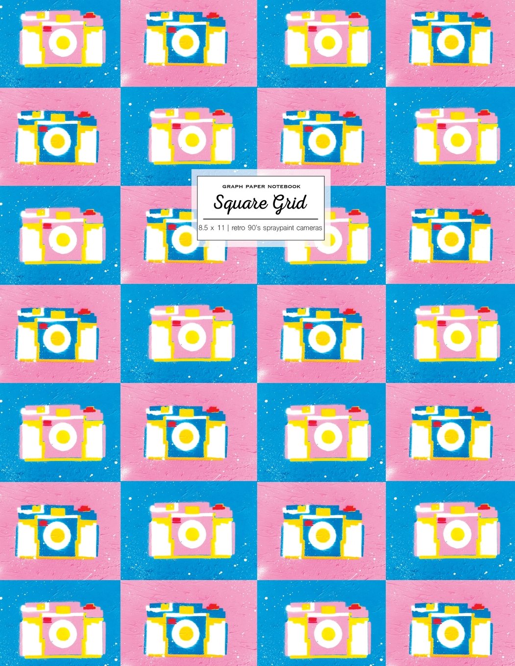Graph Paper Notebook 8.5 x 11: Math Notebook, Square Grid Journal, Pink And Teal Retro 90's Spraypaint Cameras (One Subject Notebook) Books
