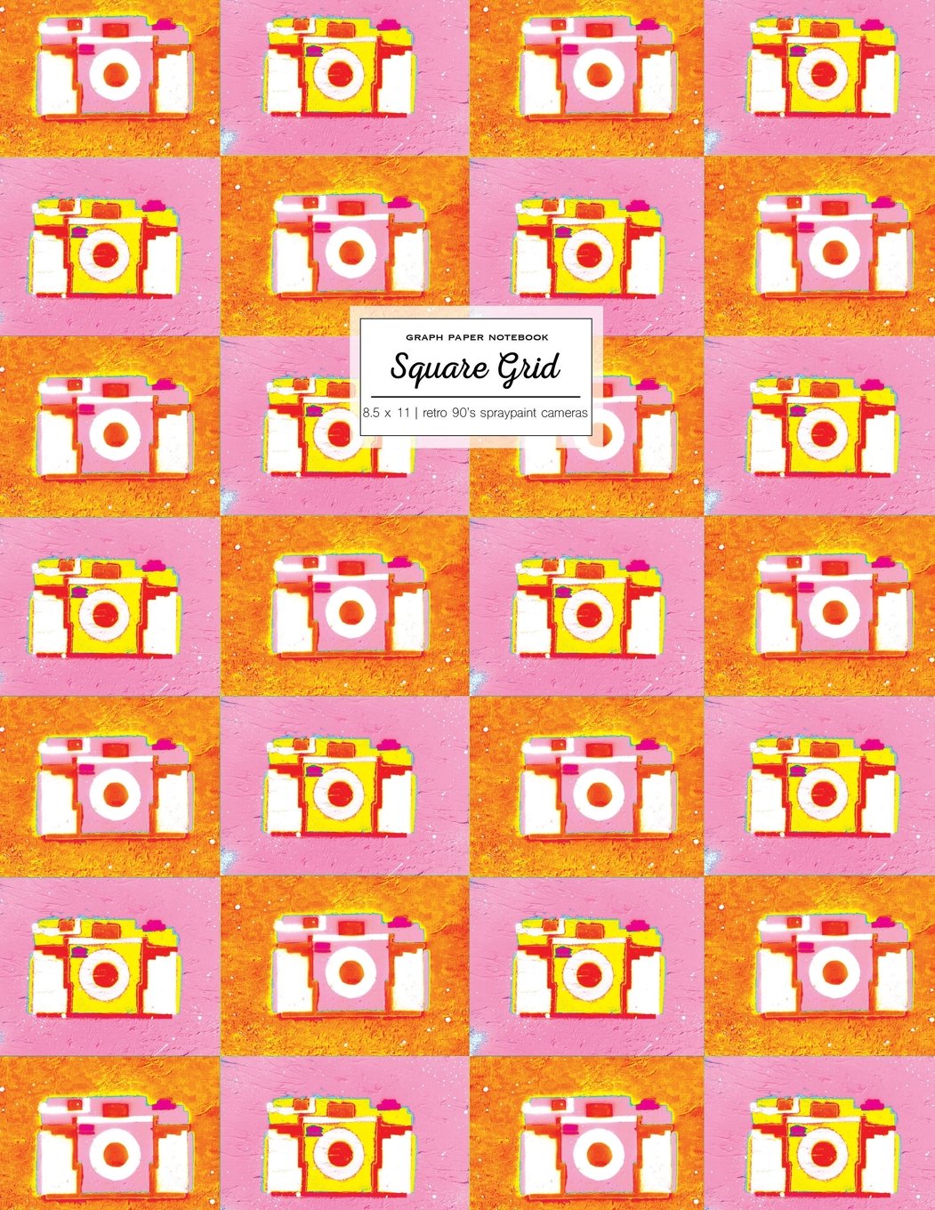 Graph Paper Notebook 8.5 x 11: Math Notebook, Pink And Orange Square Grid Journal, Retro 90's Spraypaint (One Subject Notebooks) Books