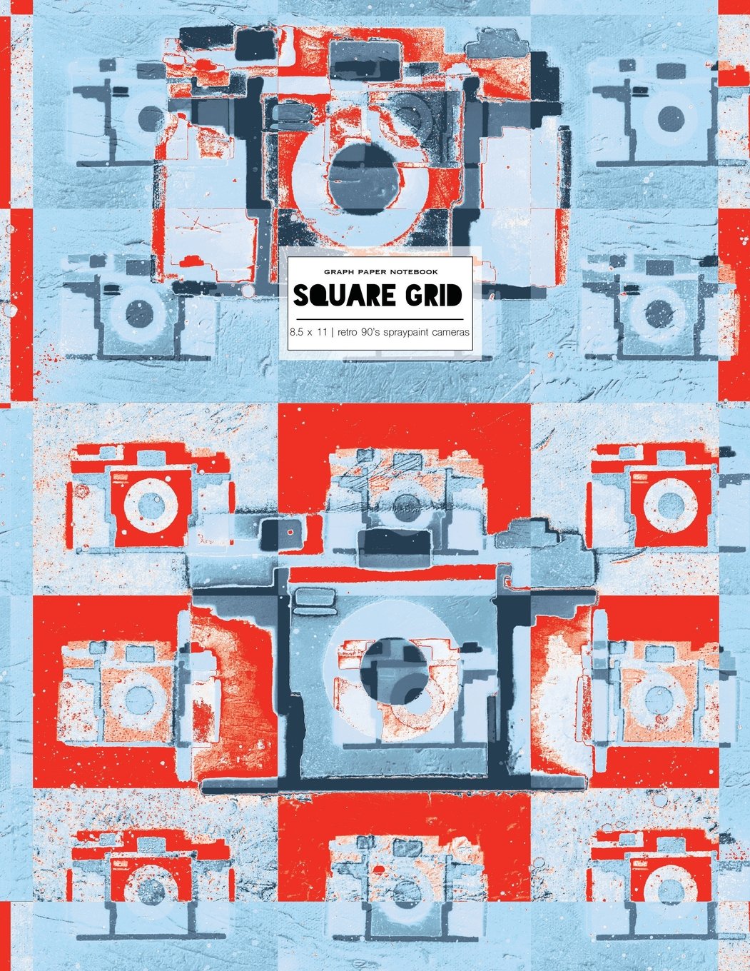 Graph Paper Notebook 8.5 x 11: Math Notebook, Red And Blue Square Grid Journal, Retro 90's Spraypaint (One Subject Notebooks) Books