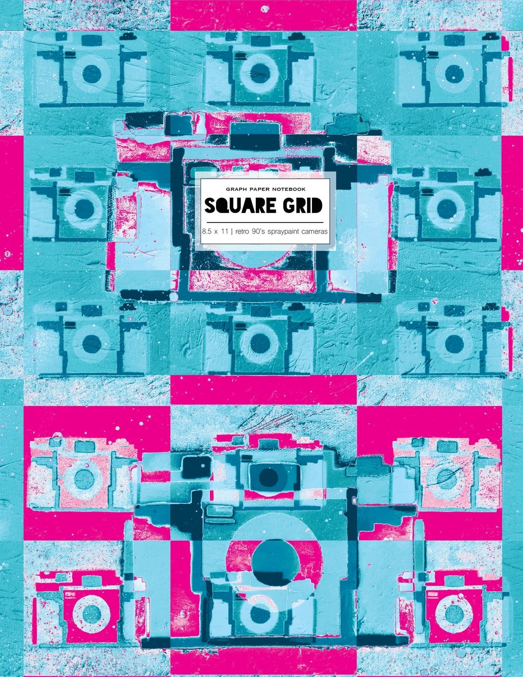 Graph Paper Notebook 8.5 x 11: Math Notebook, Hot Pink And Teal Square Grid Journal, Retro 90's Spraypaint (One Subject Notebooks) Books