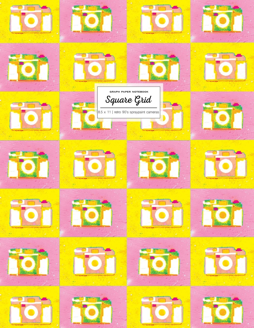 Graph Paper Notebook 8.5 x 11: Math Notebook, Pink And Yellow Square Grid Journal, Retro 90's Spraypaint (One Subject Notebooks) Books