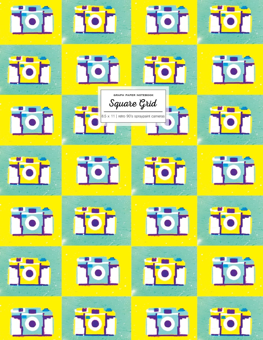 Graph Paper Notebook 8.5 x 11: Math Notebook, Green And Yellow Square Grid Journal, Retro 90's Spraypaint (One Subject Notebooks) Books