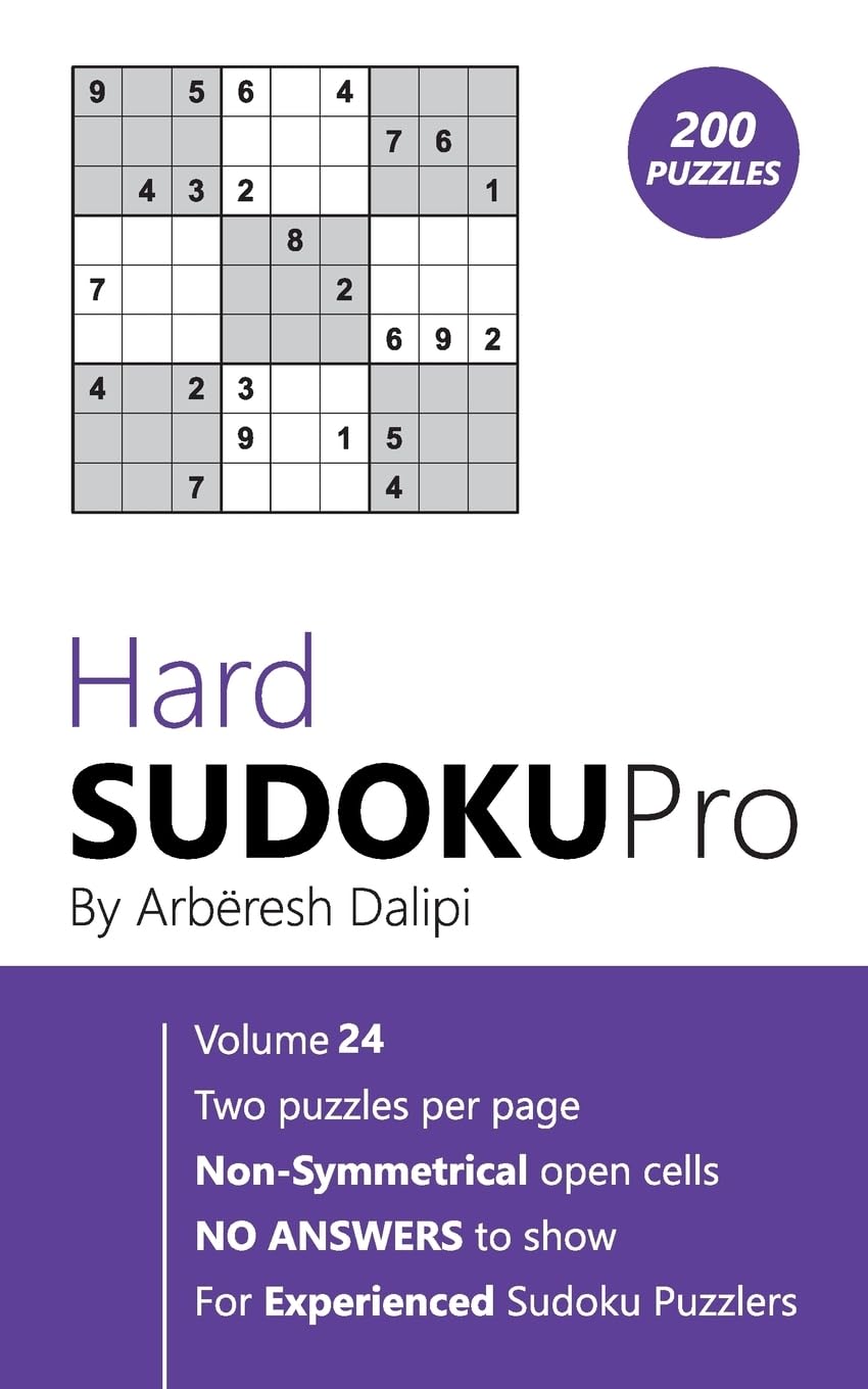 Hard Sudoku Pro: Book for Experienced Puzzlers (200 puzzles) Vol. 24 Leisure & Fun