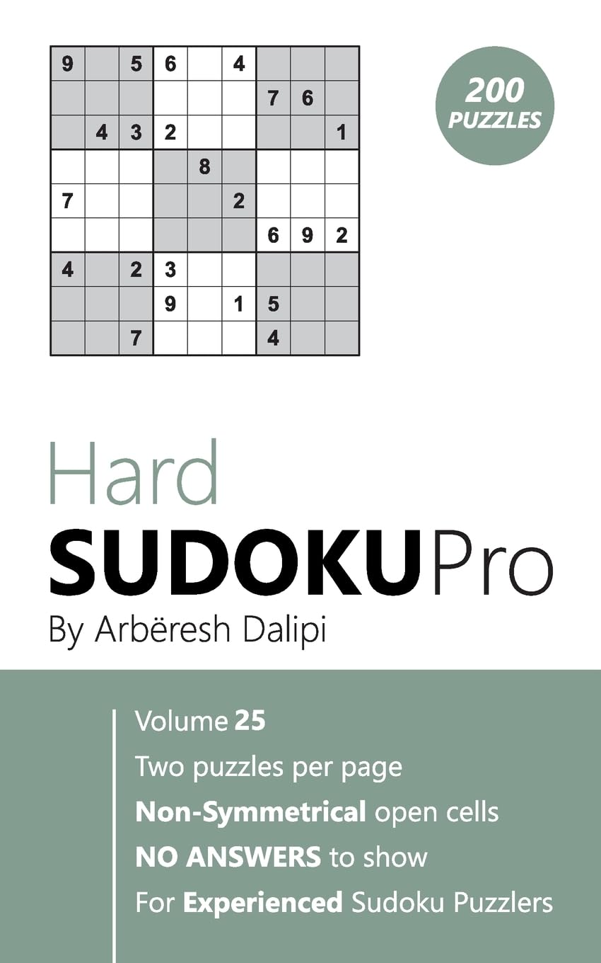 Hard Sudoku Pro: Book for Experienced Puzzlers (200 puzzles) Vol. 25 Leisure & Fun