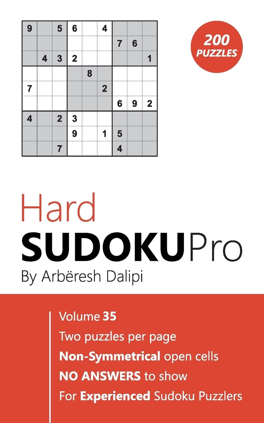 Hard Sudoku Pro: Book for Experienced Puzzlers (200 puzzles) Vol. 35 Leisure & Fun