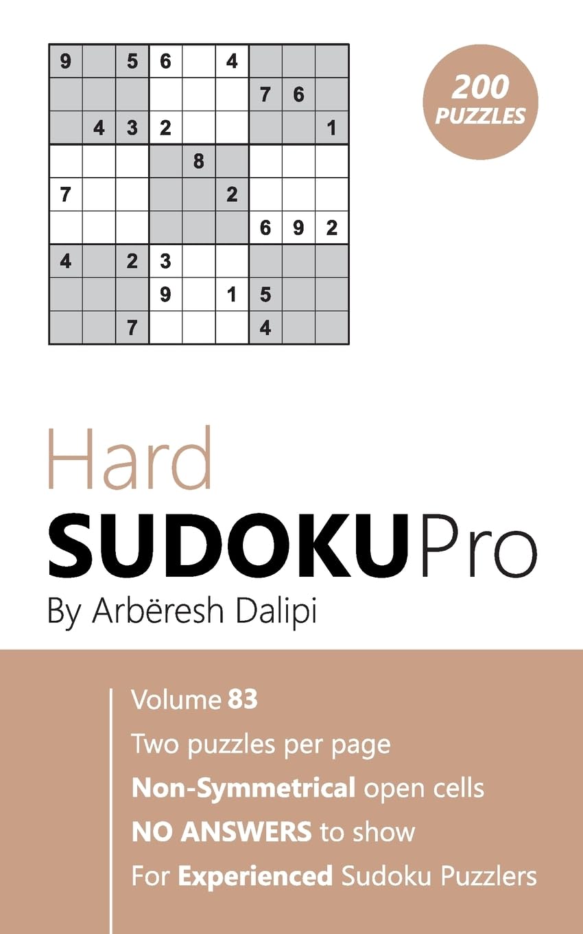 Hard Sudoku Pro: Book for Experienced Puzzlers (200 puzzles) Vol. 83 Leisure & Fun