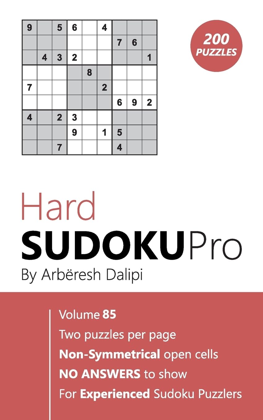 Hard Sudoku Pro: Book for Experienced Puzzlers (200 puzzles) Vol. 85 Leisure & Fun