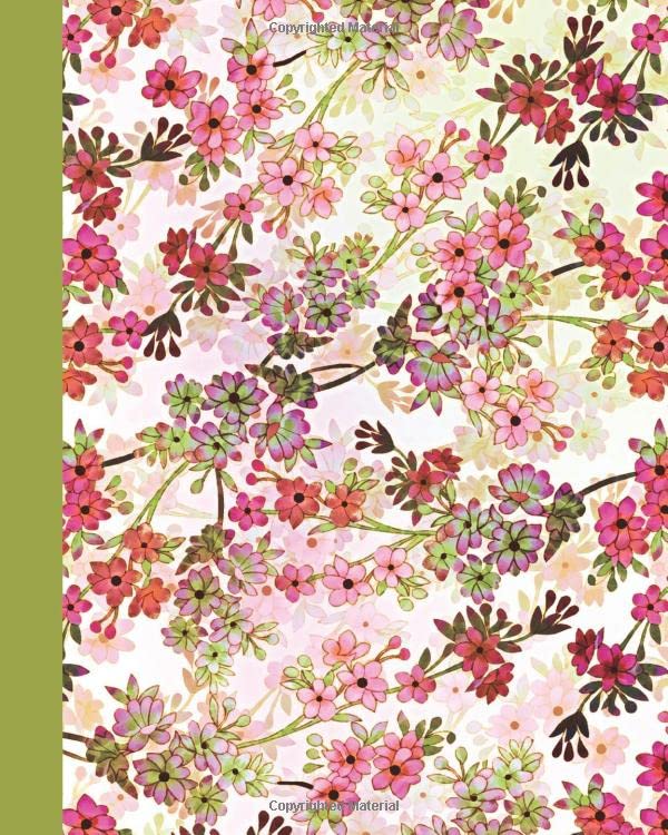 Journal: Field of Flowers (Green and Pink) 8x10 - GRAPH JOURNAL - Journal with graph paper pages, square grid pattern (8x10 Flowers Graph Journal Series) Lifestyle