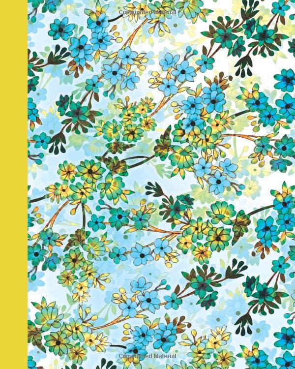Journal: Field of Flowers (Yellow and Blue) 8x10 - GRAPH JOURNAL - Journal with graph paper pages, square grid pattern (8x10 Flowers Graph Journal Series) Lifestyle