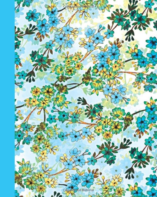 Journal: Field of Flowers (Blue and Yellow) 8x10 - GRAPH JOURNAL - Journal with graph paper pages, square grid pattern (8x10 Flowers Graph Journal Series) Lifestyle