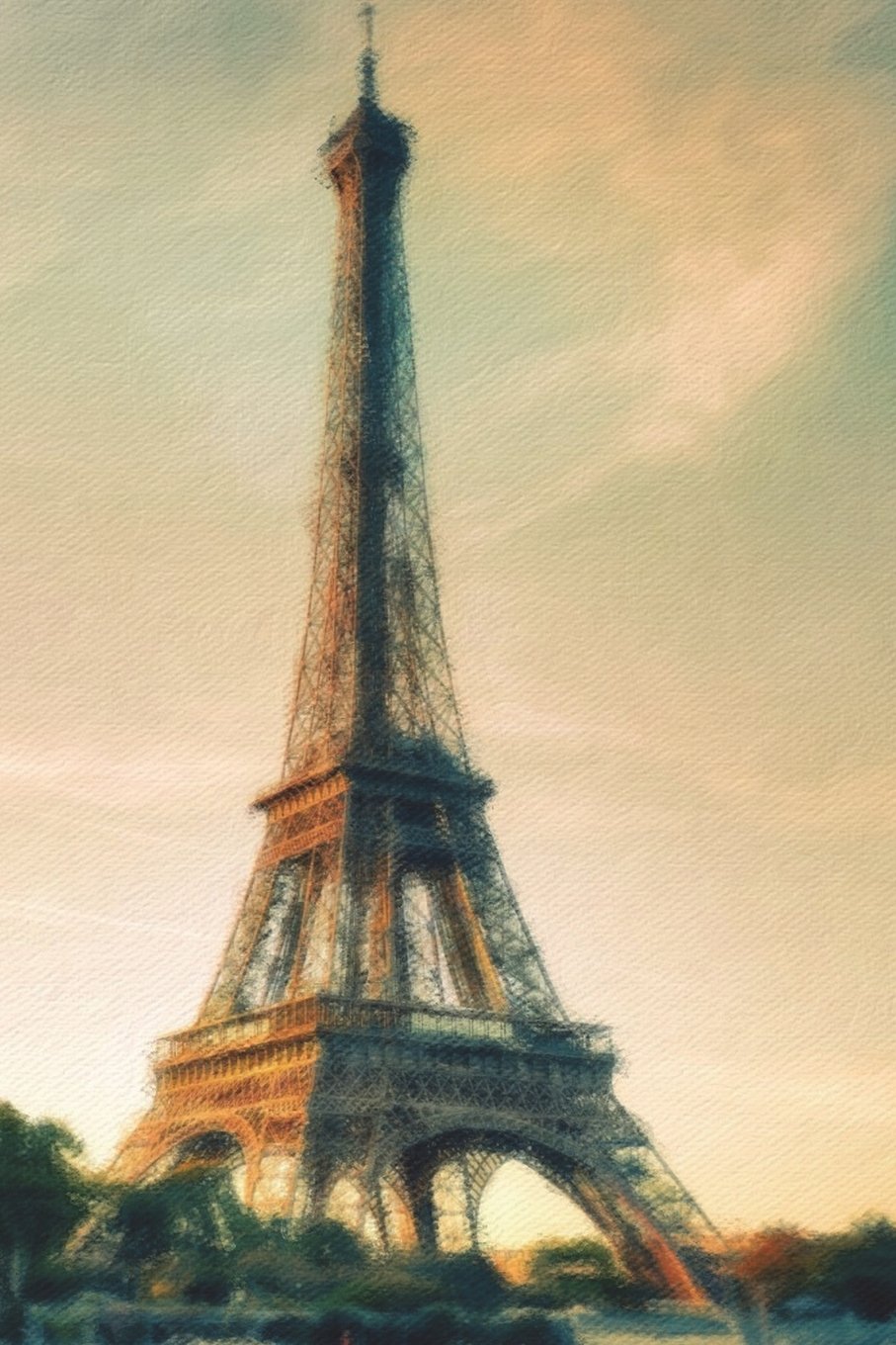 Eiffel Tower in the Late Afternoon - Lined Notebook with Margins: 101 Pages, Medium Ruled, 6 x 9 Journal, Soft Cover Self-help