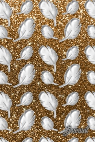 Journal: Faux gold glitter silver feathers notebook Essays & Short Stories