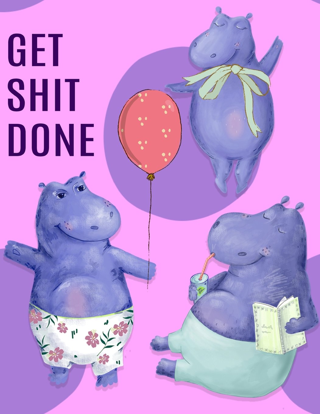 Big Fat Bullet Journal Notebook Hippo Party - Get Shit Done: 300 Plus Numbered Pages With 300 Graph Style Grid Pages, 6 Index Pages and 2 Key Pages in ... Doodling. (Big Fat Graph Journal, Band 16) Self-help