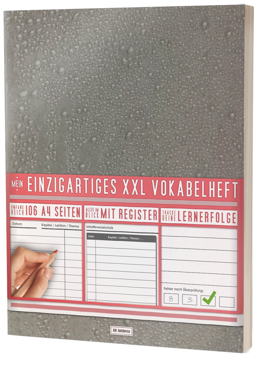 Mein Vokabelheft / 100+ Seiten, 2 Spalten, Register / Lernerfolge auf jeder Seite zum Abhaken / PR101 "Tautropfen" / DIN A4 Softcover Stationery