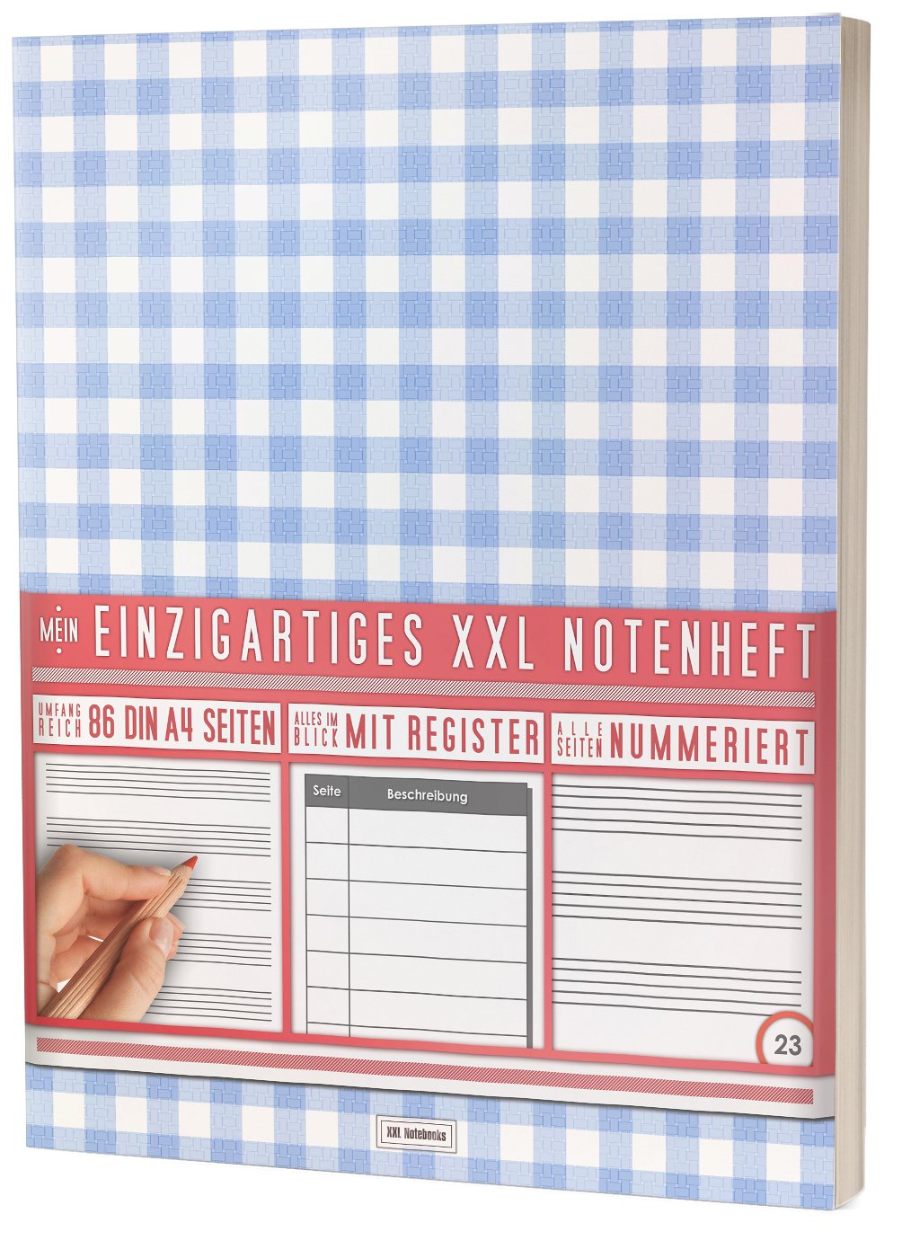 Mein Notenheft / 86 Seiten, 44 Blätter, 12 Systeme / Mit Register und Seitenzahlen / PR301 „Picknick“ / DIN A4 Softcover Arts & Music
