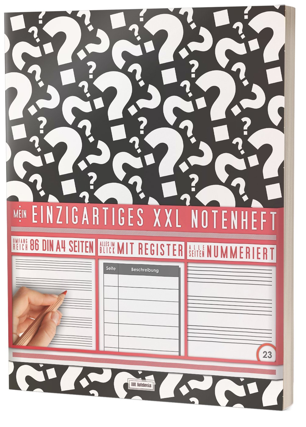 Mein Notenheft / 86 Seiten, 44 Blätter, 12 Systeme / Mit Register und Seitenzahlen / PR301 „Questions“ / DIN A4 Softcover Arts & Music