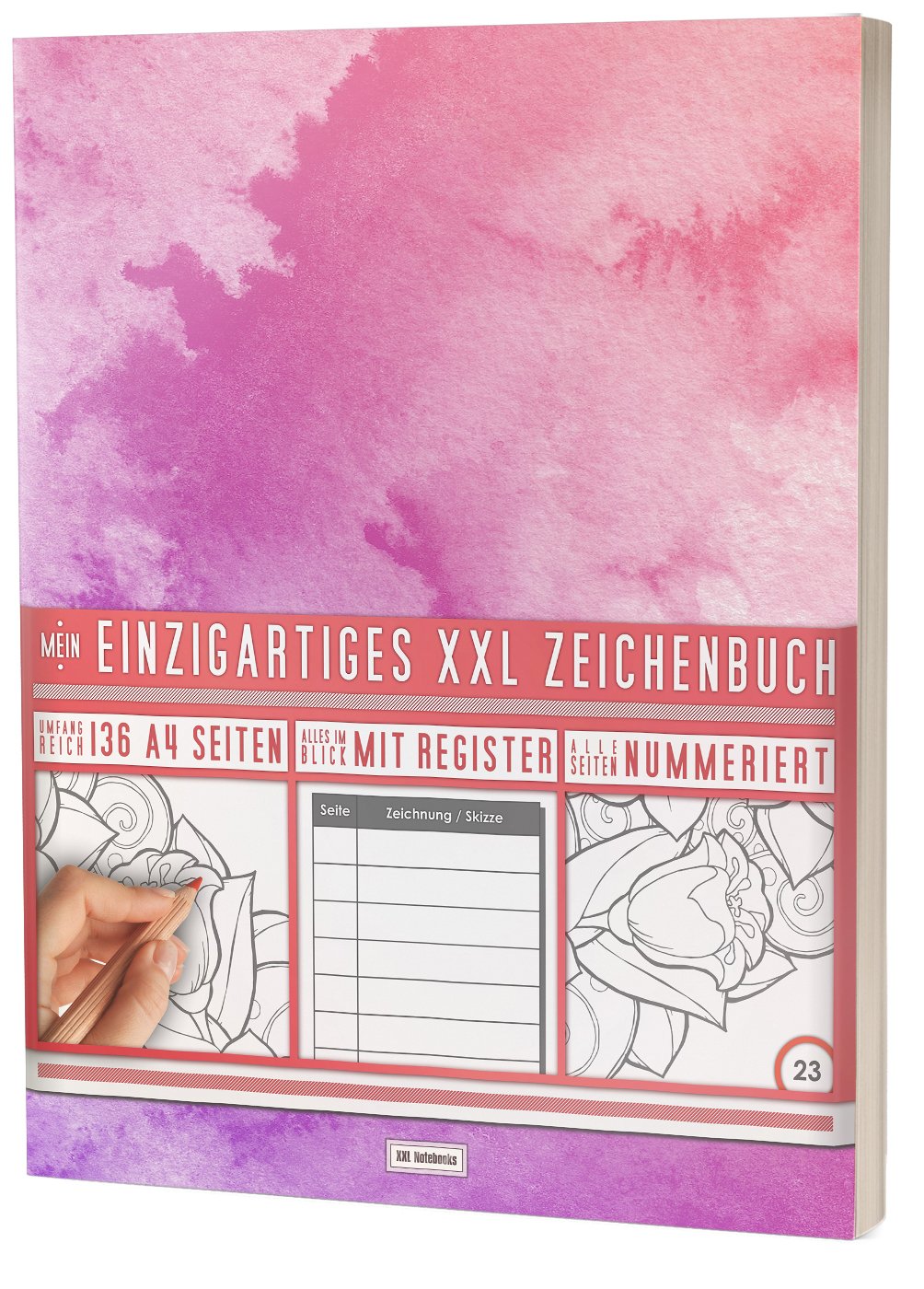 Mein Einzigartiges XXL Zeichenbuch: 136 Seiten, Nummeriert, Register / Dickes Blanko Buch / PR601 „Wolkenbruch“ / DIN A4 Soft Cover Stationery