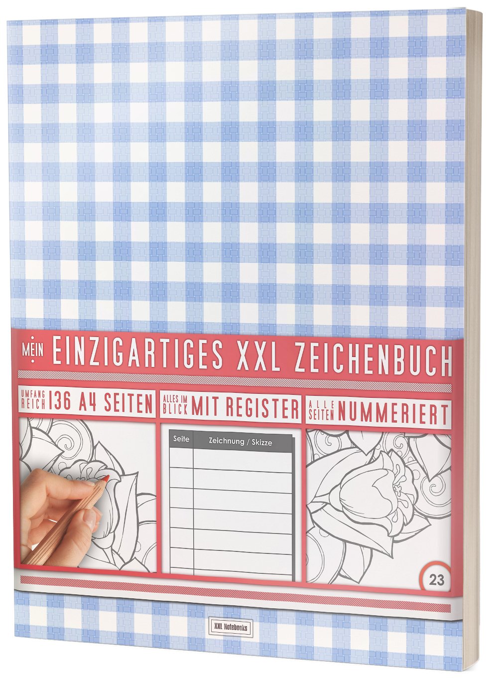 Mein Einzigartiges XXL Zeichenbuch: 136 A4-Seiten, Nummeriert, Register / Dickes Blanko Buch / PR601 „Picknick“ / Softcover Film, Art & Culture