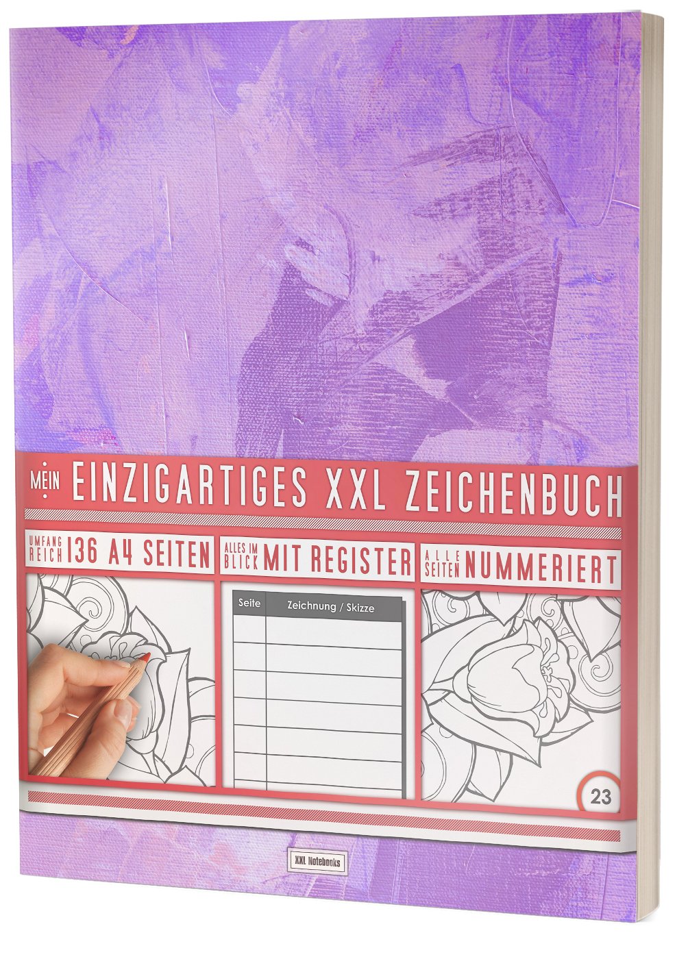 Mein Einzigartiges XXL Zeichenbuch: 136 Seiten, Nummeriert, Register / Dickes Blanko Buch / PR601 „Lila Kunst“ / DIN A4 Soft Cover Religion & Esotericism