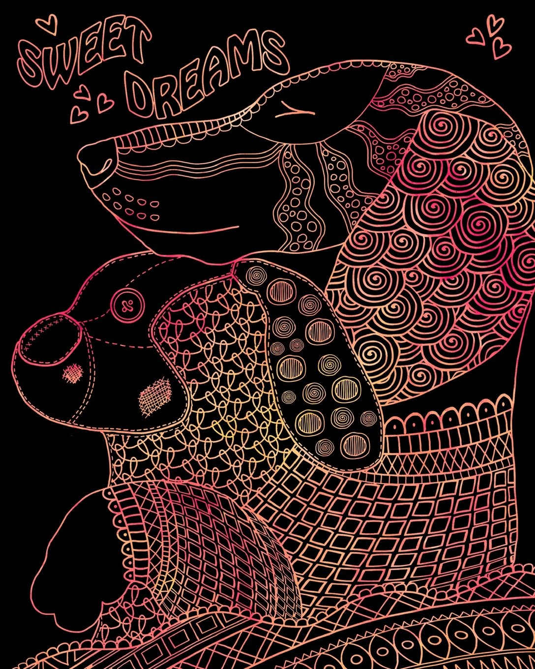 Bullet Journal Notebook Sweet Dreams Line Drawing Dachshund Sleeping With Toy 4: 172 Numbered Pages With 160 Dot Grid Pages, 6 Index Pages and 2 Key ... Doodling. (Artsy Bullet Journals, Band 67) Self-help