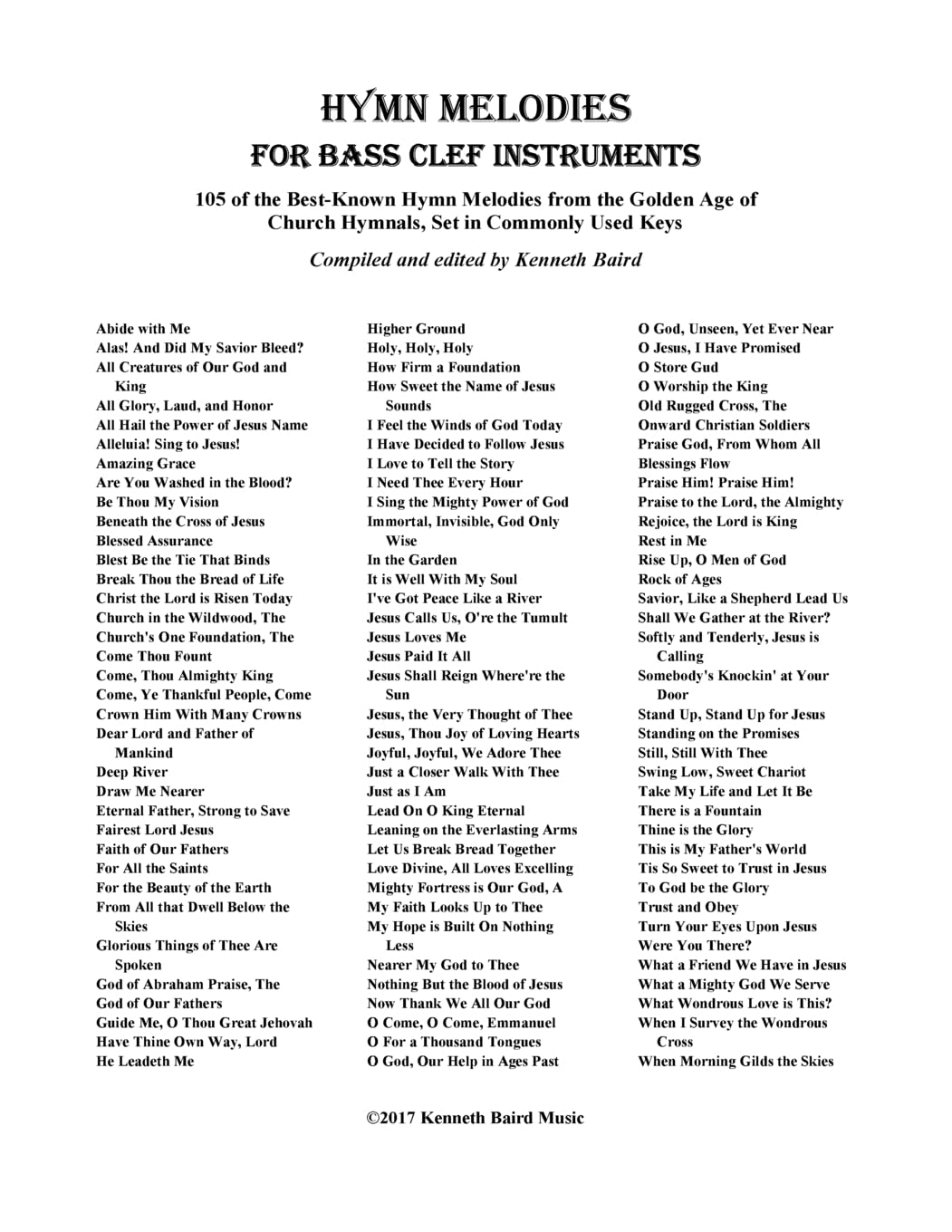 Hymn Melodies for Bass Clef Instruments Sheet Music