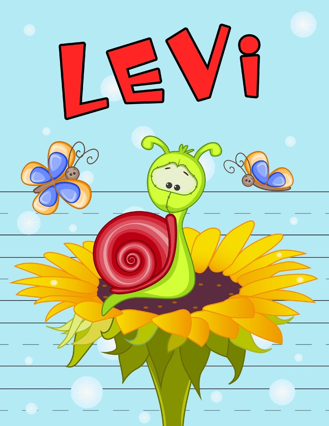 Levi: Personalized Book with Child's Name, Primary Writing Tablet, 65 Sheets of Practice Paper, 1" Ruling, Preschool, Kindergarten, 1st Grade, 8 1/2" x 11" Novels & Short Stories