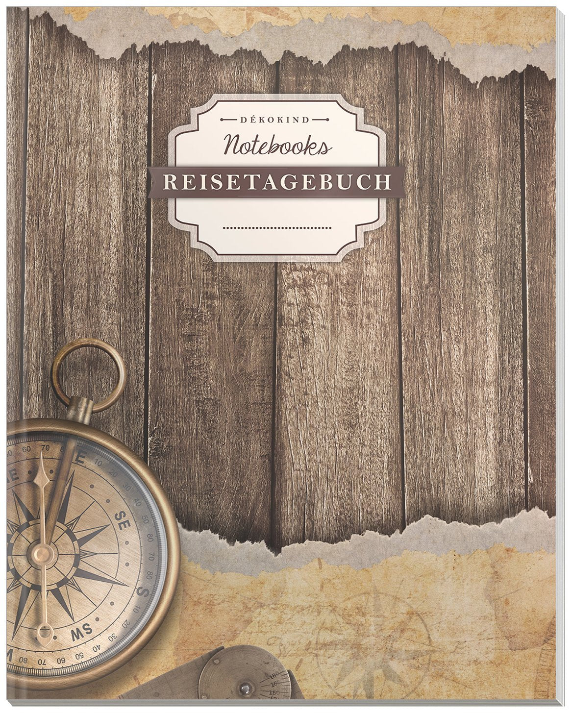 DÉKOKIND Reisenotizbuch zum Selberschreiben | DIN A4, 100+ Seiten, Register, Vintage Softcover | Perfekt als Abschiedsgeschenk | Motiv: Vintage-Design book