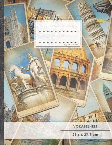 Vokabelheft: DIN A4 • 50+ Seiten, Soft Cover, Register, 2 Spalten, Erfolgs-Tacker, "Italienisch" • Original #GoodMemos Schulheft • Sprachen und Vokabeln leicht lernen, Lineatur 53 Stationery