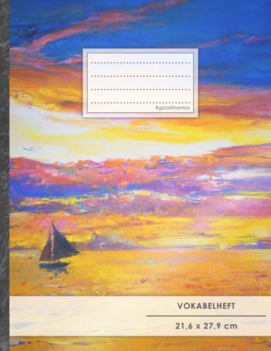 VOKABELHEFT DIN A4 • 50+ Seiten, Soft Cover, Register, 2 Spalten, Erfolgs-Tacker, "Ocean Art" • Original #GoodMemos Schulheft • Sprachen und Vokabeln leicht lernen, Lineatur 53 Learning & Reference