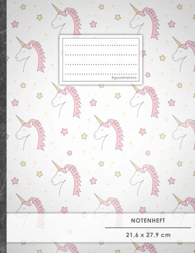 Notenheft: DIN A4 • 48 Seiten, 24 Blatt, 12 Systeme, „Unicorn Girls“ • Original #GoodMemos Schulheft • Mit Inhaltsverzeichnis und Seitenzahlen, Noten-Lineatur 14 Other products