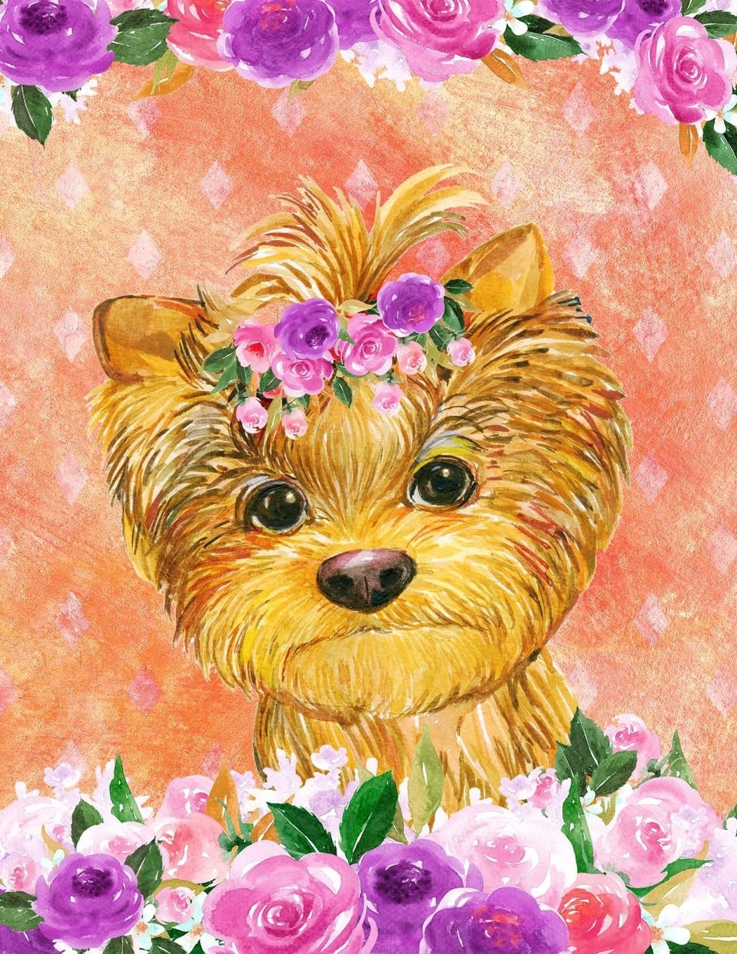 My Big Fat Bullet Journal For Dog Lovers Yorkshire Terrier In Flowers: Jumbo Sized Dot Style Bullet Journal Notebook - 300 Plus Numbered Pages With ... and Doodling. (Jumbo Dot Journal 2, Band 91) Books
