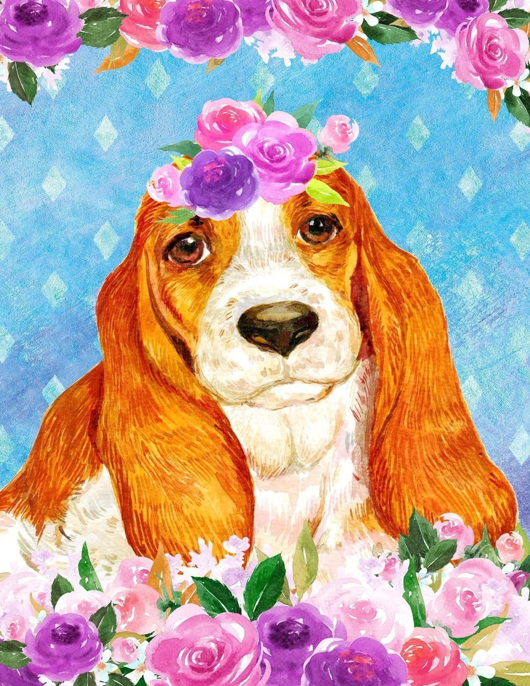 My Big Fat Bullet Journal For Dog Lovers Basset Hound In Flowers: Jumbo Sized Dot Style Bullet Journal Notebook - 300 Plus Numbered Pages With 300 Dot ... and Doodling. (Jumbo Dot Journal 2, Band 95) Books