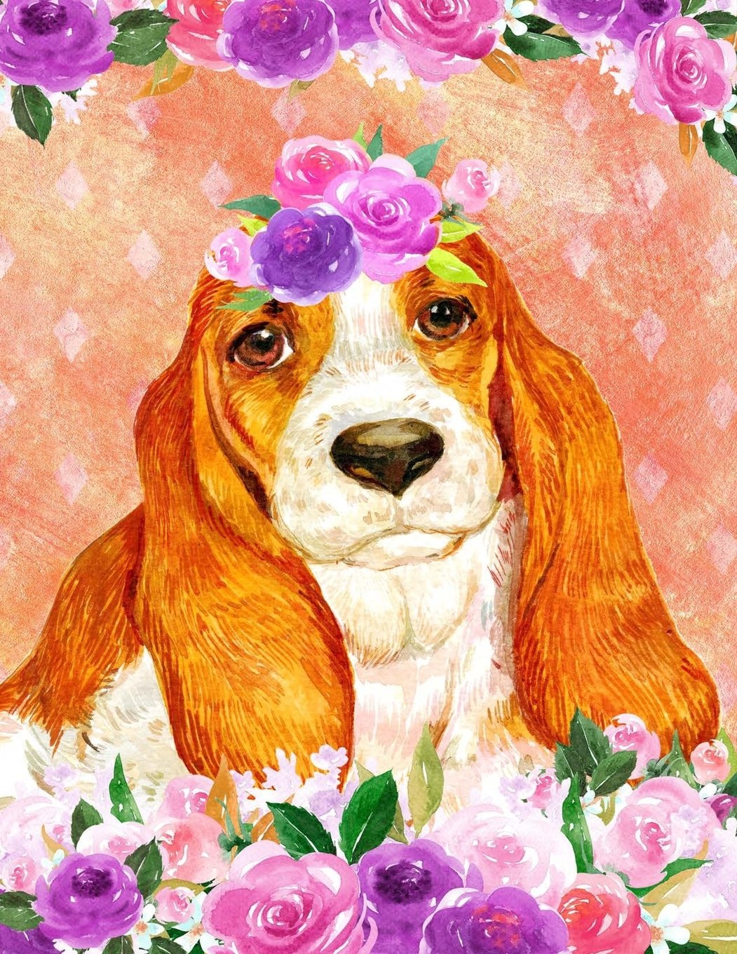 My Big Fat Bullet Journal For Dog Lovers Basset Hound In Flowers: Jumbo Sized Graph Design Bullet Notebook Journal - 300 Plus Numbered Pages With 300 ... Doodling. (Jumbo Graph Journal 2, Band 96) Books
