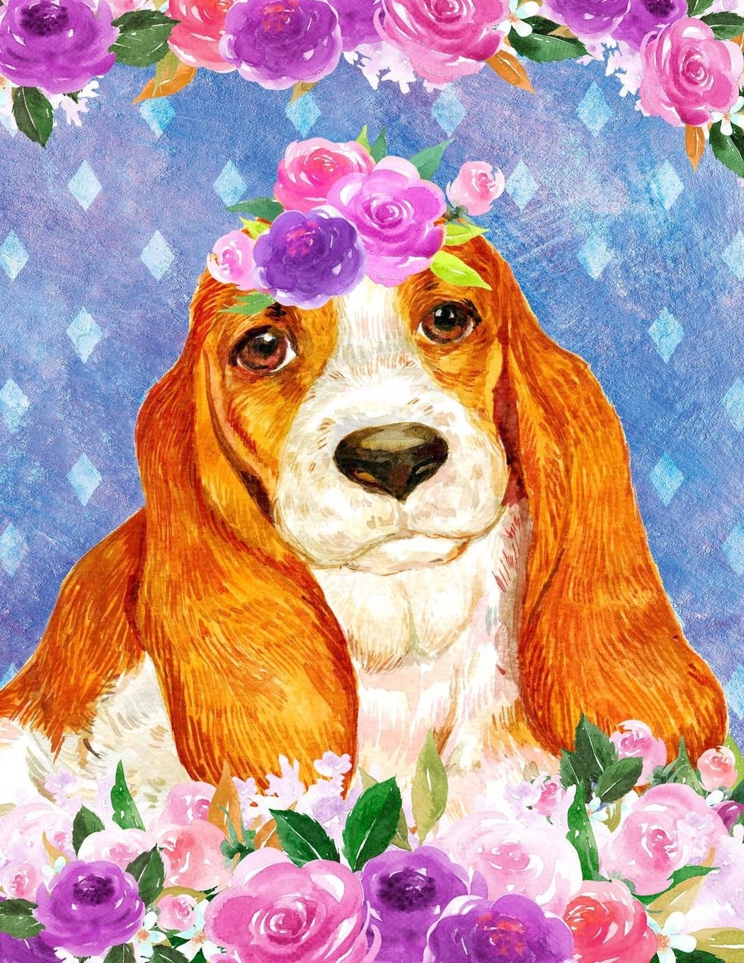 My Big Fat Journal Notebook For Dog Lovers Basset Hound In Flowers: 300 Plus Pages, Jumbo Sized Plain, Blank Unlined Journal Notebook For Journaling, ... by 11 Size. (Jumbo Plain Journal 2, Band 92) Self-help